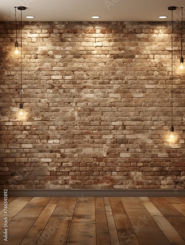 Room with brick wall and black lights background