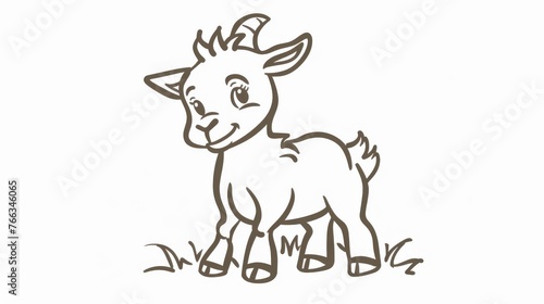  A grayscale illustration depicts a goat grazing on grass, with its head inclined