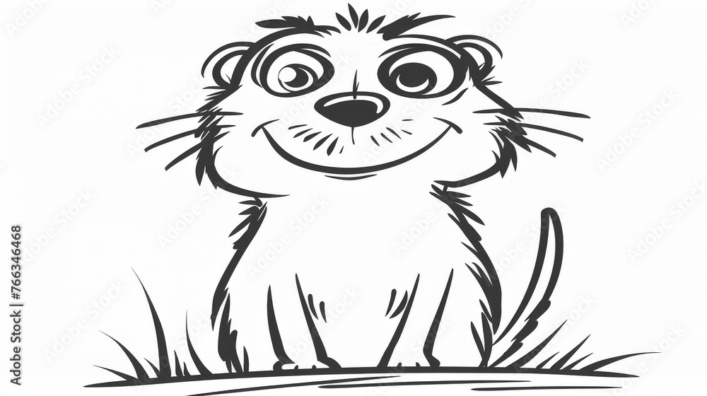 Black and white photo of beaver grinning in field Black and white photo of beaver grinning in field