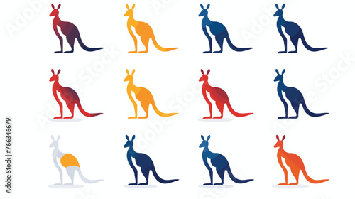 Kangaroo line logo icon designs vector flat vector