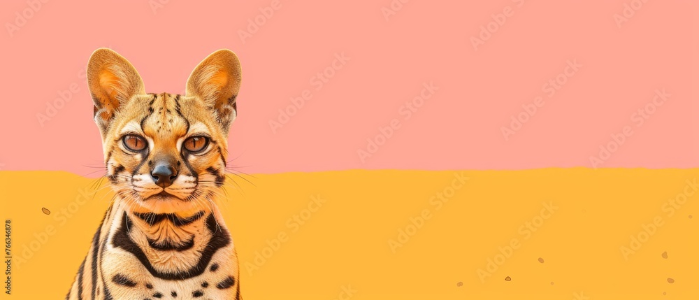 Obraz premium Cheetah in pink, yellow & blue on blurred background