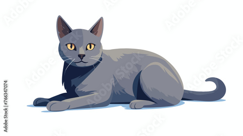 Korat Cat Resting flat vector isolated on white background