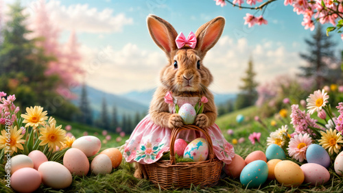 Easter background with bunny