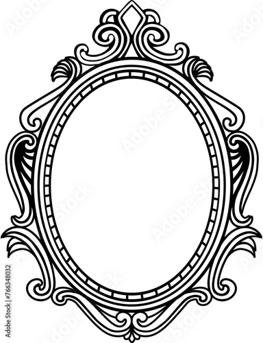 black ornate oval frame
