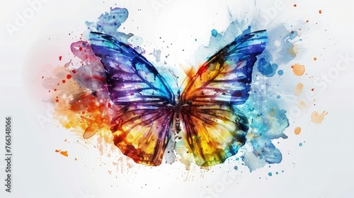 Colorful abstract watercolor butterfly on a white background. Vector © Manzoor