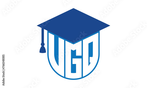 VGQ initial letter academic logo design vector template. school college logo, university logo, graduation cap logo, institute logo, educational logo, library logo, teaching logo, book shop, varsity