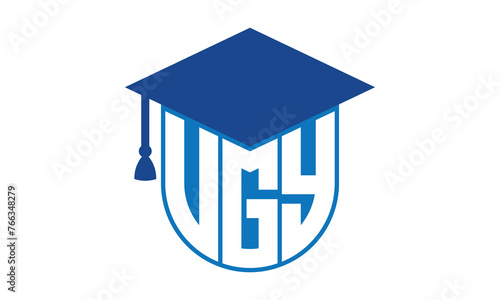 VGY initial letter academic logo design vector template. school college logo, university logo, graduation cap logo, institute logo, educational logo, library logo, teaching logo, book shop, varsity