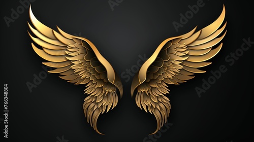 Gold wings on black background UHD wallpaper