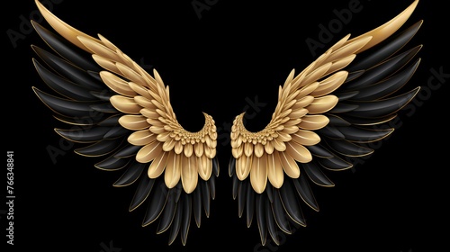 Gold wings on black background UHD wallpaper photo