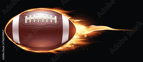American football ball on a black background. Realistic illustration.