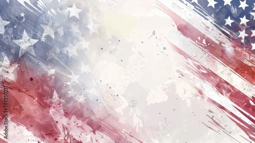 Americana style illustration featuring snippets of flags and open space