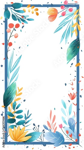 Floral vertical frame greeting card. Generative AI.