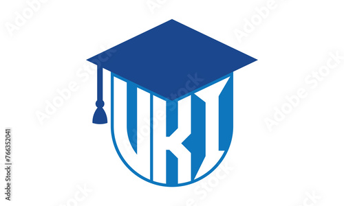 VKI initial letter academic logo design vector template. school college logo, university logo, graduation cap logo, institute logo, educational logo, library logo, teaching logo, book shop, varsity
