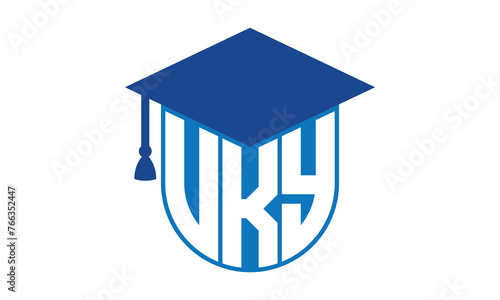 VKY initial letter academic logo design vector template. school college logo, university logo, graduation cap logo, institute logo, educational logo, library logo, teaching logo, book shop, varsity