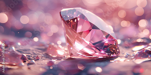 Beautiful pink dimond dispersion the light. dimond dispersion glass objects generative ai 
