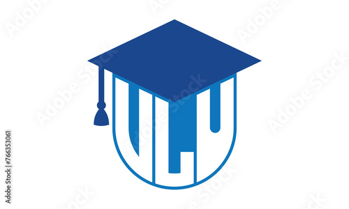 VLU initial letter academic logo design vector template. school college logo, university logo, graduation cap logo, institute logo, educational logo, library logo, teaching logo, book shop, varsity