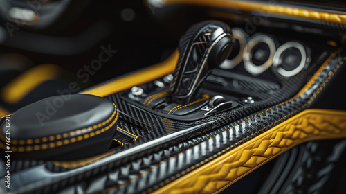 High-end car interior featuring a sleek gear shift © alex
