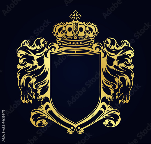 Wappen Gold Krone Royal Logo Luxus Ornament Leer Majestätisch