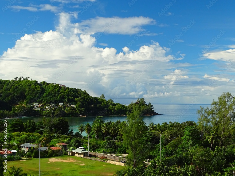 Seychelles, Mahe island, view of Lazare bay and Gaulette cove