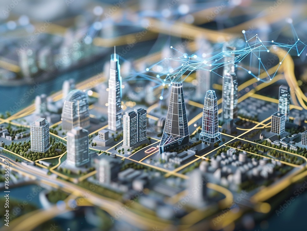 Obraz premium Smart technology and IoT integration in urban planning