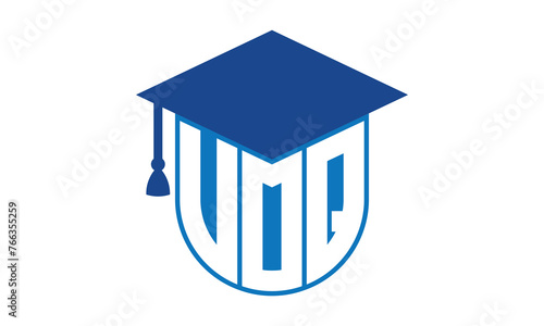 VOQ initial letter academic logo design vector template. school college logo, university logo, graduation cap logo, institute logo, educational logo, library logo, teaching logo, book shop, varsity