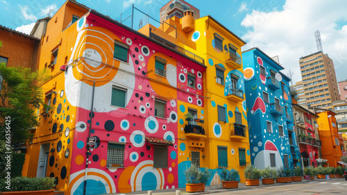 Painted houses in the city