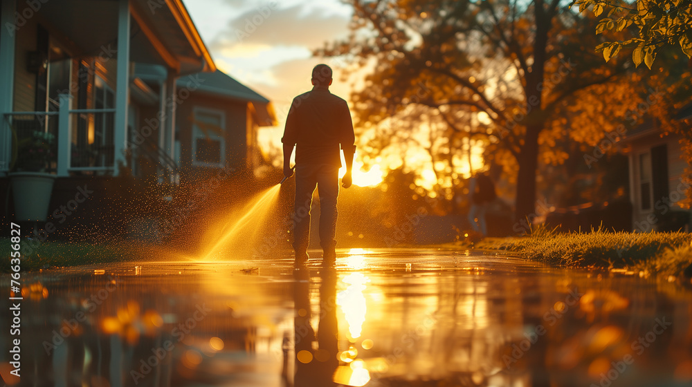 Use high pressure water to clean the road surface. Use high pressure water to clean the road surface.