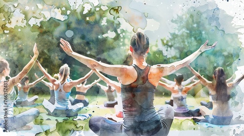 watercolor painting of a woman doing yoga