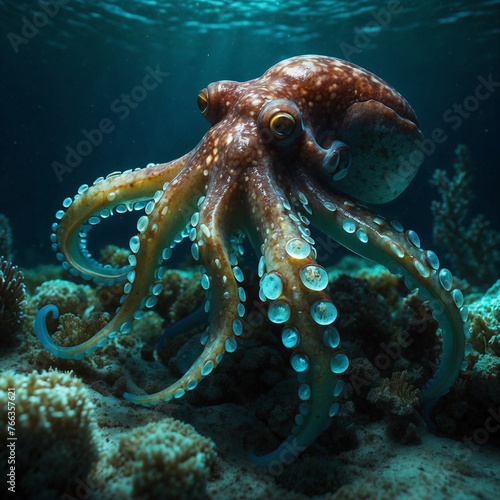Majestic Giant Pacific Octopus in its Underwater Habitat
