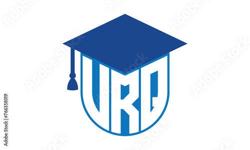 VRQ initial letter academic logo design vector template. school college logo, university logo, graduation cap logo, institute logo, educational logo, library logo, teaching logo, book shop, varsity