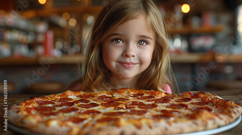 child eating pizza