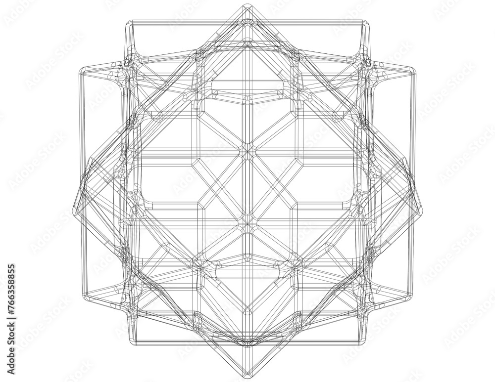 Wireframe Shape Compound of Three Cubes 3D print model