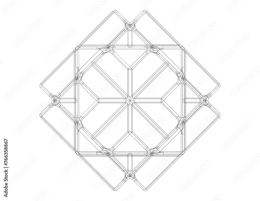 Wireframe Shape Compound of Three Cubes 3D print model Wireframe Shape Compound of Three Cubes 3D print model