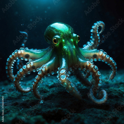 Majestic Giant Pacific Octopus in its Underwater Habitat © Melkoud