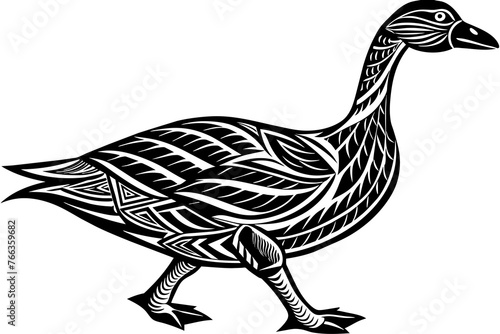 tribal-tattoo-goose-walking-vector-illustration