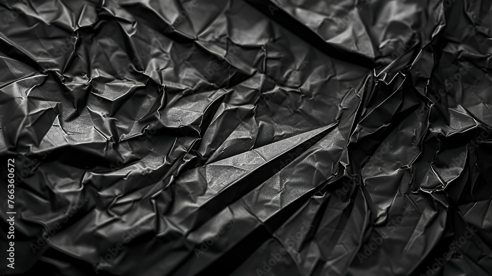 Black background. a texture that is crumpled. up close