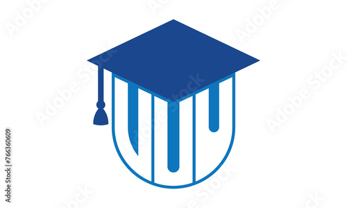 VUU initial letter academic logo design vector template. school college logo, university logo, graduation cap logo, institute logo, educational logo, library logo, teaching logo, book shop, varsity
