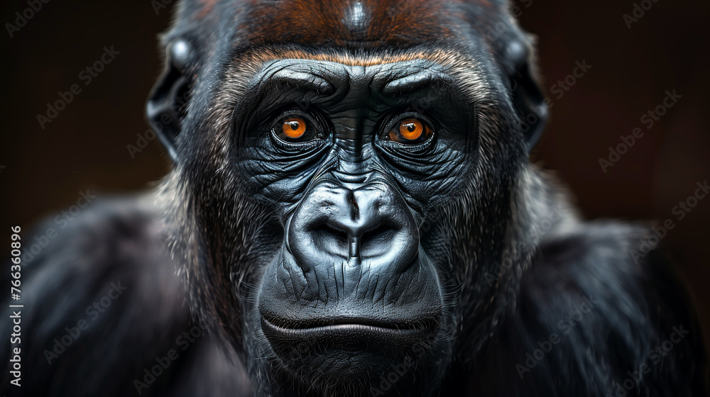 Portrait of a gorilla on dark background. Portrait of a gorilla on dark background.