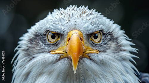 Portrait of a royal eagle on dark background. 