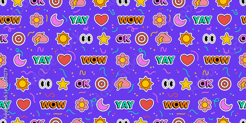 Cute retro doodle cartoon repetitive pattern. Vector illustration suitable for prints.