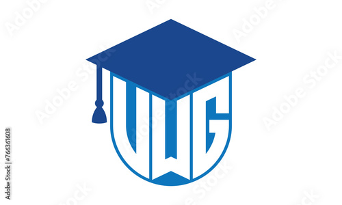 VWG initial letter academic logo design vector template. school college logo, university logo, graduation cap logo, institute logo, educational logo, library logo, teaching logo, book shop, varsity