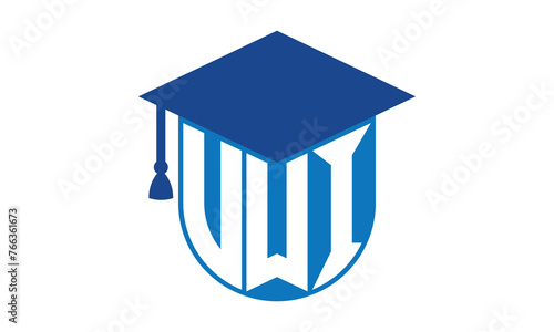 VWI initial letter academic logo design vector template. school college logo, university logo, graduation cap logo, institute logo, educational logo, library logo, teaching logo, book shop, varsity