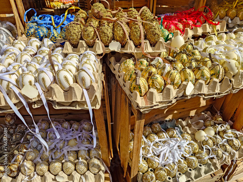 Traditional Easter market with easter eggs in Vienna Austria