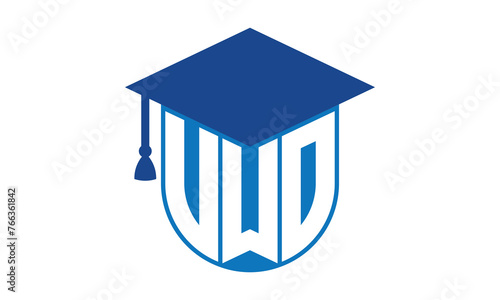 VWO initial letter academic logo design vector template. school college logo, university logo, graduation cap logo, institute logo, educational logo, library logo, teaching logo, book shop, varsity