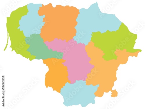 Outline of the map of Lithuania with regions