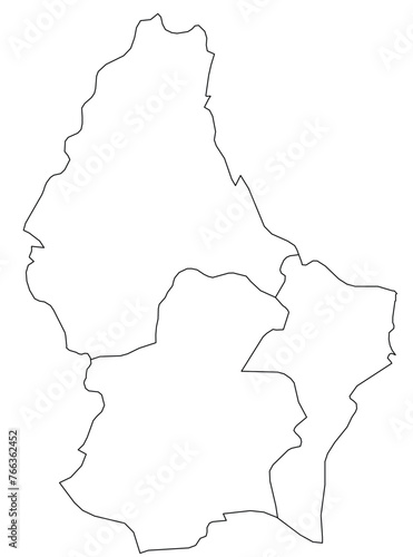 Outline of the map of Luxembourg with regions