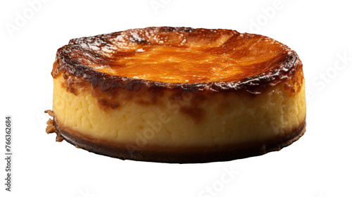 Basque Burnt Cheesecake on white isolated on clear png background and transparent background. Bakery and pastry concept for cafe and restaurent, AI generative.