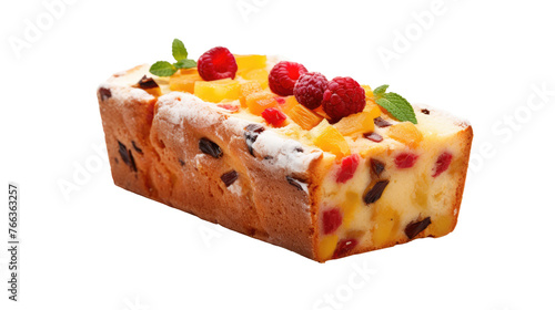 fruitcake on white isolated on clear png background and transparent background. Bakery and pastry concept for cafe and restaurent, AI generative.