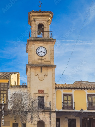Clock tower in the Plaza de Castilla de Chinchilla de Montearagon in the province of Albacete photo