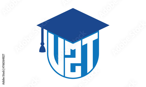VZT initial letter academic logo design vector template. school college logo, university logo, graduation cap logo, institute logo, educational logo, library logo, teaching logo, book shop, varsity